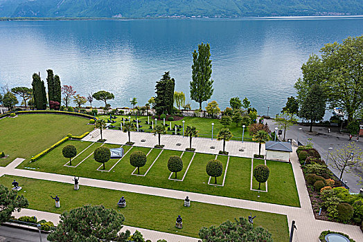 大酒店,蒙特勒,宫殿,湖岸,公园,日内瓦湖,沃州,西部,瑞士