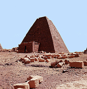 金字塔,国王,皇后区,北方,墓地,麦罗埃,建造,远眺,毁坏,城市