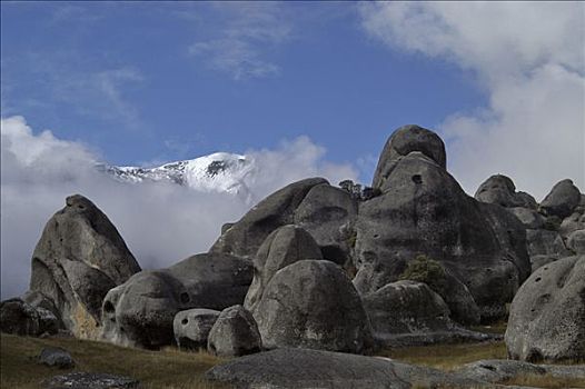 岩石构造,砂岩,保护区,城堡,山,道路,南岛,新西兰