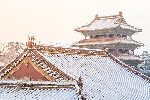 冬季雪后的沈阳清昭陵