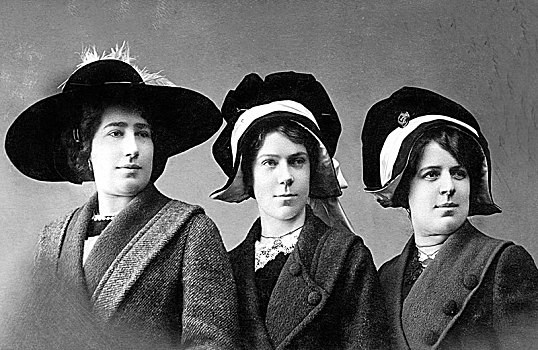 三个女人,帽子,时尚,20世纪30年代,德国,欧洲