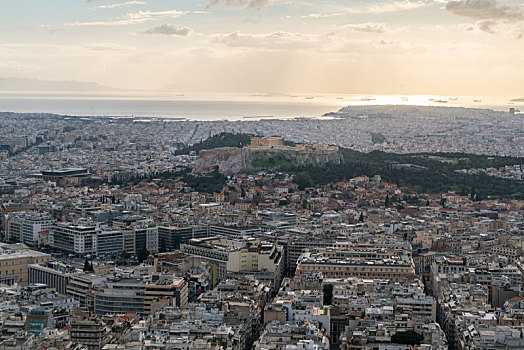 希腊雅典卫城黄昏景观