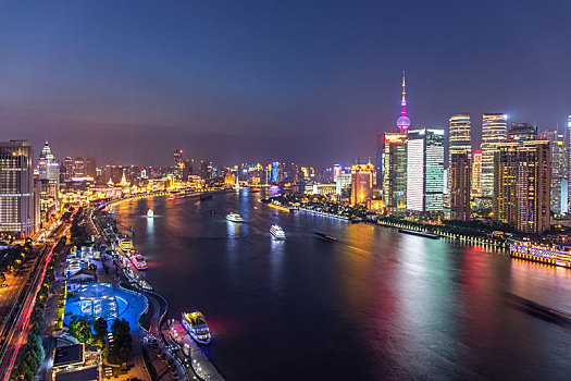 上海,黄浦江,两岸,夜景