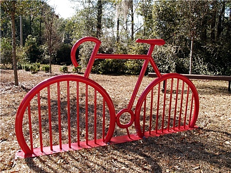 红色,自行车架,公园