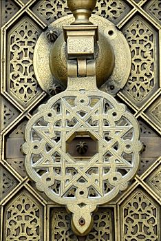 装饰,金属,旋钮,门口,陵墓,穆罕默德,拉巴特,摩洛哥