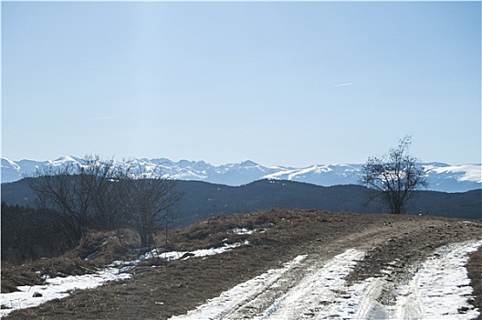 冬季风景,乡村道路