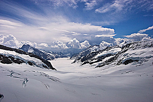 云,上方,积雪,山峰,少女峰,伯恩高地,瑞士