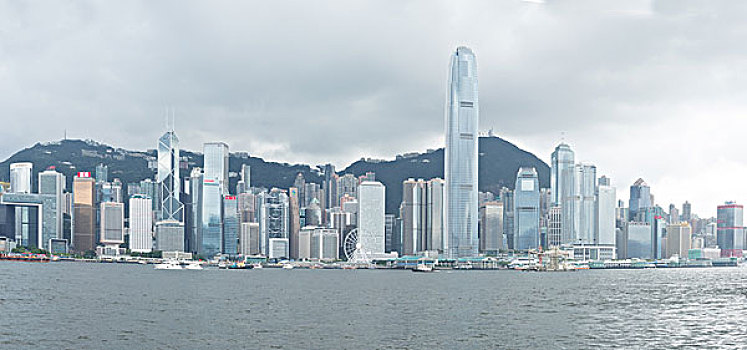 维多利亚港,阴天,天际线,香港