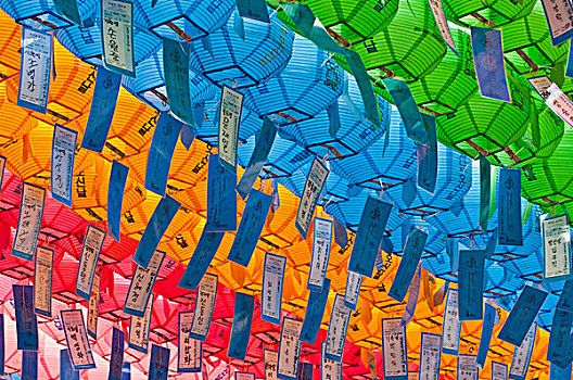 彩色,灯笼,佛教寺庙,庙宇,首尔,韩国