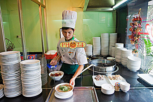厨师,工作,厨房,餐馆,河内,越南