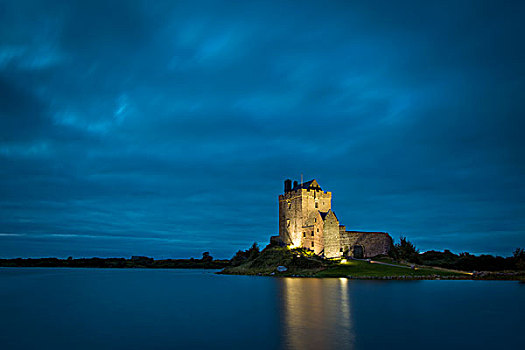 黎明,上方,城堡,16世纪,靠近,金瓦拉,戈尔韦郡,爱尔兰