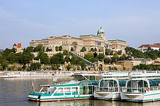 城堡,船,多瑙河