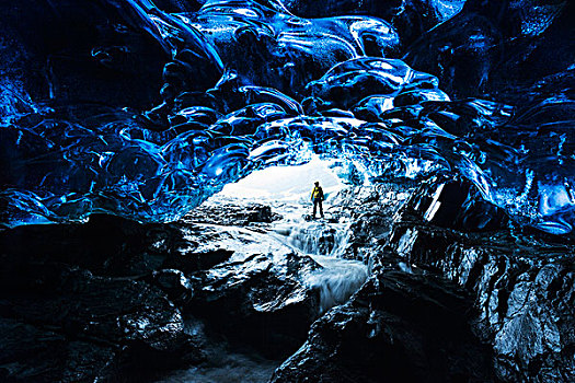 冰,洞穴,山,引导,冰岛