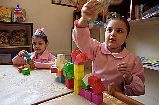 孩子,幼儿园,居民区,亚历山大,埃及,五月,2007年