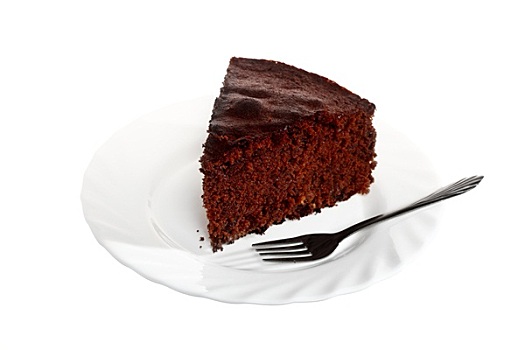 巧克力块,蛋糕,白色背景,盘子