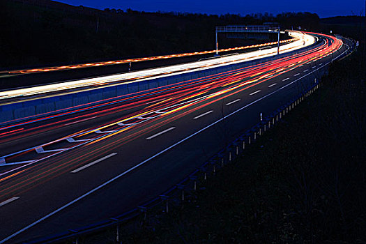 高速公路,靠近,夜晚,巴登符腾堡,德国,欧洲