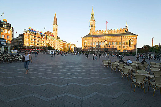 风景,市政厅,广场,哥本哈根,丹麦