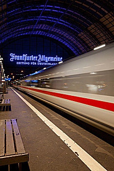 ice列车,离开,枢纽站,法兰克福,黑森州,德国,欧洲