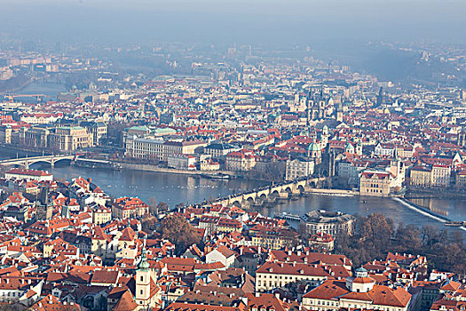 风景,特色,建筑,古老,教堂,框架,河,布拉格,捷克共和国,欧洲