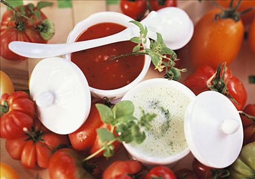 西红柿汤,草药汤,汤碗
