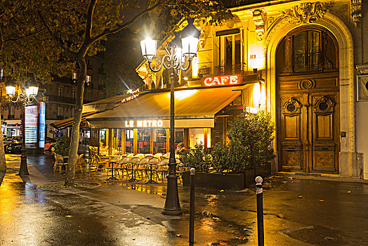 咖啡,地区,夜晚,巴黎,法国,欧洲