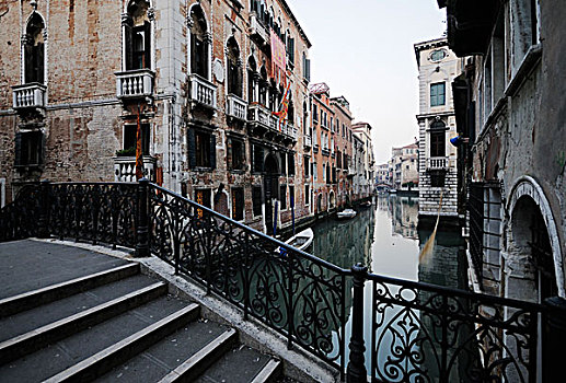 桥,上方,运河,邸宅,威尼斯,威尼托,意大利,欧洲