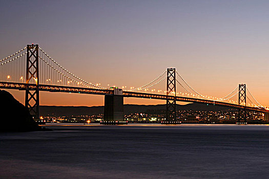 奥克兰,湾,桥,夜晚,旧金山,加利福尼亚,美国