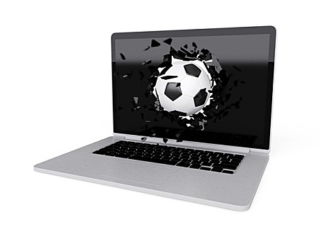 足球,毁坏,笔记本电脑