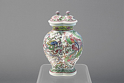 古代清朝瓷器双联花瓶