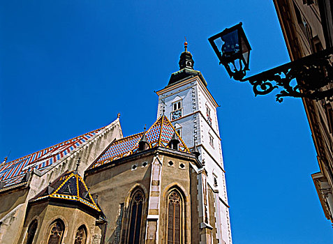 克罗地亚,萨格勒布,广场,教堂,钟楼
