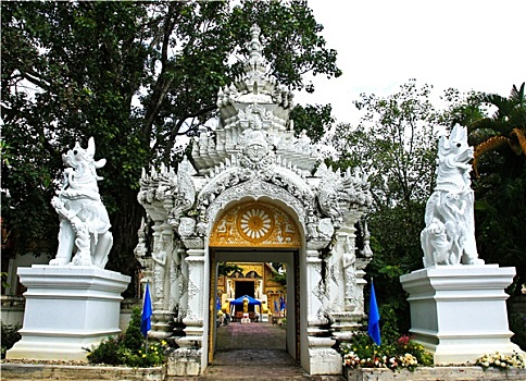 大门,庙宇,帕辛寺,省,泰国