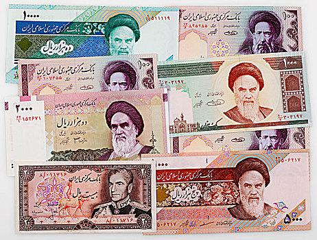 多样,历史,钞票,伊朗,头像,沙阿