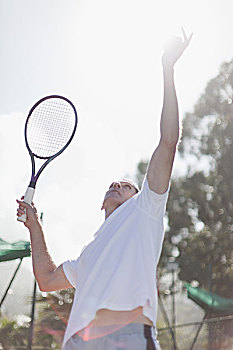 老人,网球