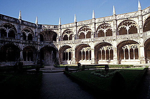 葡萄牙,里斯本,杰洛尼莫许修道院,曼奴埃尔式,回廊