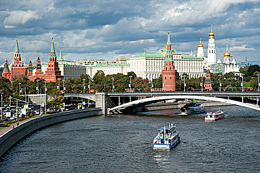 风景,莫斯科,河,克里姆林宫,红色,俄罗斯
