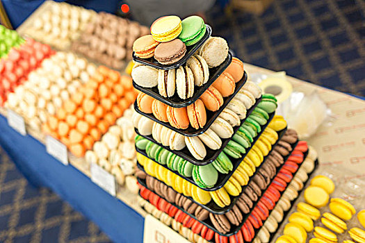 彩色,甜,糖果,糕点,金字塔,蛋白杏仁甜饼