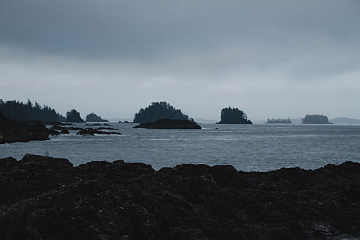 遥远,沿岸,风景,岛屿,悬崖,云