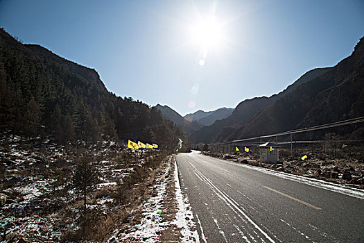 山,山路,弯道,冬天