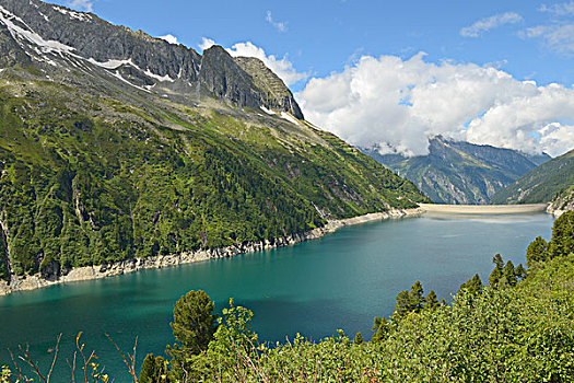 水库,阿尔卑斯山,提洛尔,奥地利,欧洲