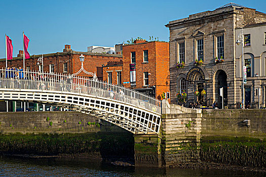 桥,利菲河,拱形,酒吧,都柏林,爱尔兰