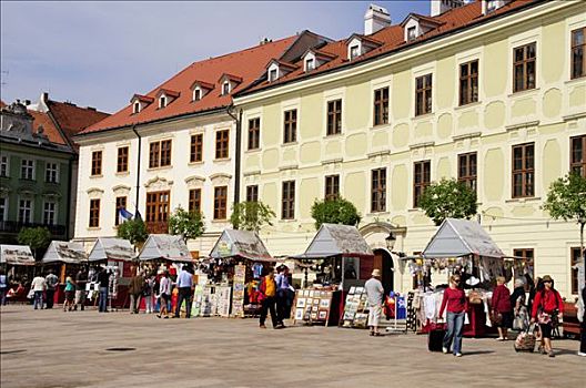 大广场,正面,老市政厅,布拉迪斯拉瓦,斯洛伐克,欧洲