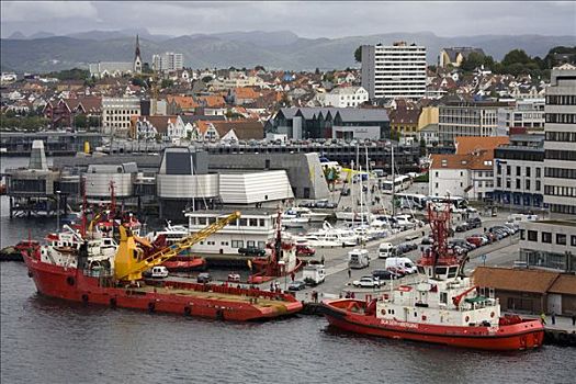 航拍,石油钻机,供给,船,码头,斯塔万格,罗加兰郡,挪威