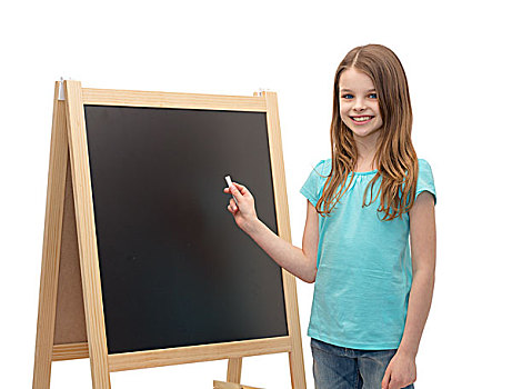 人,广告,教育,概念,高兴,小女孩,黑板,粉笔