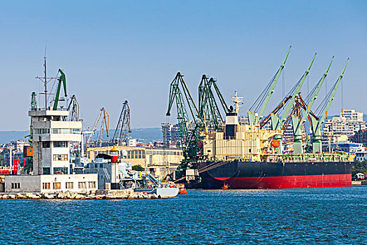 大,工业,货船,装载,港口,瓦尔纳,保加利亚