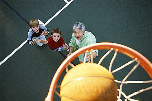 父亲,玩,篮球