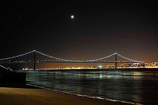 桥,郊区,夜晚,风景,葡萄牙,欧洲