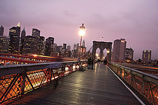 布鲁克林,桥,黎明,曼哈顿,纽约,美国