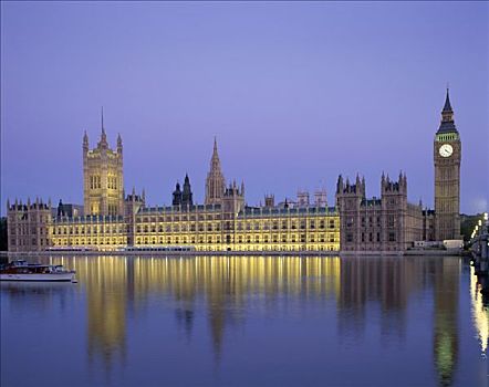 威斯敏斯特,议会大厦,大,夜景,伦敦,英格兰