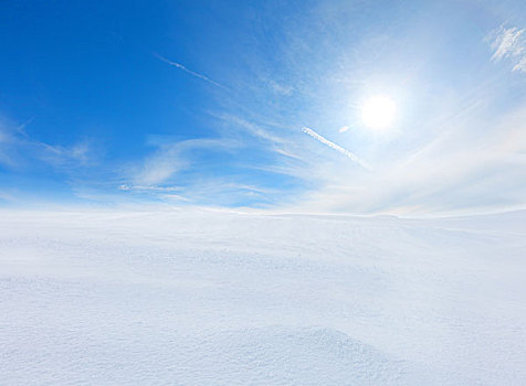 雪,山,蓝天,太阳