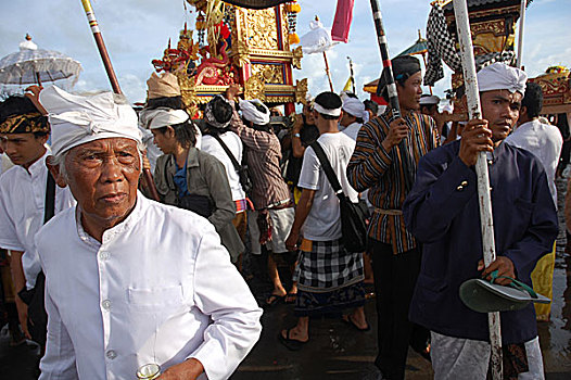 仪式,供品,印度人,洗,心形,海滩,日惹,印度尼西亚,2008年